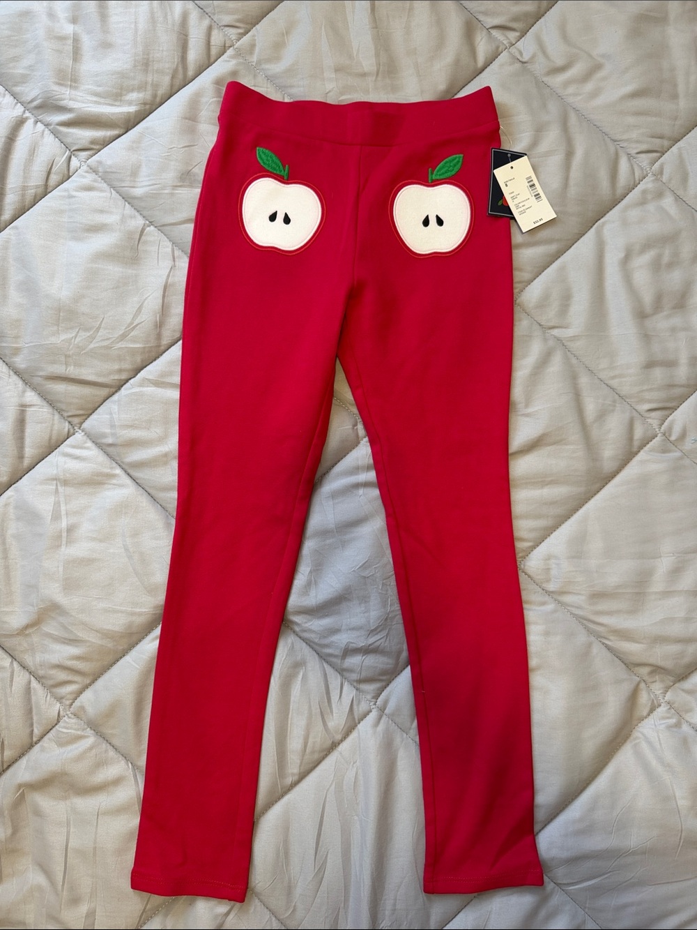 Gymboree Red Leggings with Apple Patch Accents